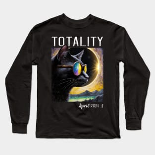 Total Solar Eclipse April 8, 2024 - Cool Cat Long Sleeve T-Shirt